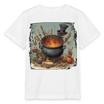 Kochtopf / Hexenkessel / Halloween / Zauberei - Stanley/Stella Kinder T-Shirt MINI CREATOR  - Weiß - Vorne - Maike (125cm)