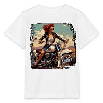 Logo moto / Moto / Deux-roues / Véhicule / Moteurs - T-shirt bio MINI CREATOR Stanley/Stella Enfant - blanc - Devant - Maike (125cm)