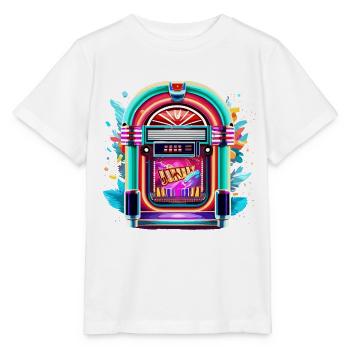 Jukebox / Automate musical / Rétro / années 50 - T-shirt bio MINI CREATOR Stanley/Stella Enfant - blanc - Devant - Maike (125cm)