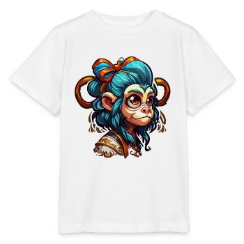 Singe mignon / Fille de singe / Mignon / noeud de cheveux - T-shirt bio MINI CREATOR Stanley/Stella Enfant - blanc - Devant - Maike (125cm)