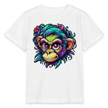 Singe mignon / Fille de singe / Mignon / noeud de cheveux - T-shirt bio MINI CREATOR Stanley/Stella Enfant - blanc - Devant - Maike (125cm)