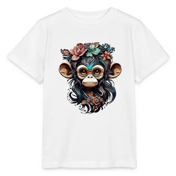 Singe mignon / Fille de singe / Mignon / noeud de cheveux - T-shirt bio MINI CREATOR Stanley/Stella Enfant - blanc - Devant - Maike (125cm)