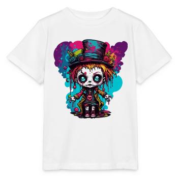 Horror Puppe / Halloween / gruselig / düster - Stanley/Stella Kinder T-Shirt MINI CREATOR  - Weiß - Vorne - Maike (125cm)