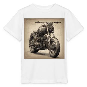 Plan / Sépia / Vintage / Rétro / Moto - T-shirt bio MINI CREATOR Stanley/Stella Enfant - blanc - Devant - Maike (125cm)