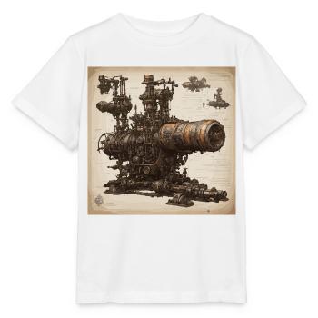 Plan / Sépia / Vintage / Rétro / Machine - T-shirt bio MINI CREATOR Stanley/Stella Enfant - blanc - Devant - Maike (125cm)