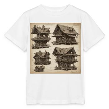 Plan / Sépia / Vintage / Rétro / Maison - T-shirt bio MINI CREATOR Stanley/Stella Enfant - blanc - Devant - Maike (125cm)
