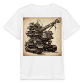 Bauplan / Sepia / Vintage / Retro / Bagger - Stanley/Stella Kinder T-Shirt MINI CREATOR  - Weiß - Vorne - Maike (125cm)