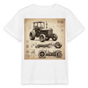 Bauplan / Sepia / Vintage / Retro / Traktor - Stanley/Stella Kinder T-Shirt MINI CREATOR  - Weiß - Vorne - Maike (125cm)