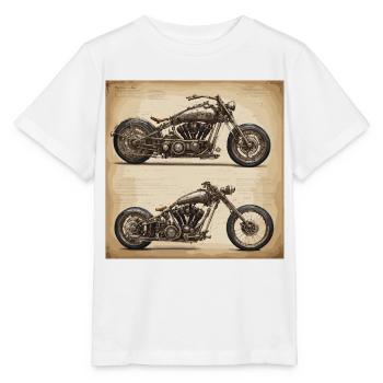 Bauplan / Sepia / Vintage / Retro / Motorrad - Stanley/Stella Kinder T-Shirt MINI CREATOR  - Weiß - Vorne - Maike (125cm)
