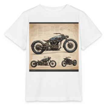 Plan / Sépia / Vintage / Rétro / Moto - T-shirt bio MINI CREATOR Stanley/Stella Enfant - blanc - Devant - Maike (125cm)