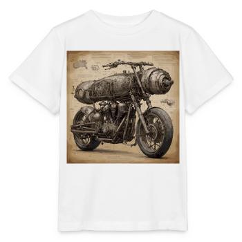 Bauplan / Sepia / Vintage / Retro / Motorrad - Stanley/Stella Kinder T-Shirt MINI CREATOR  - Weiß - Vorne - Maike (125cm)