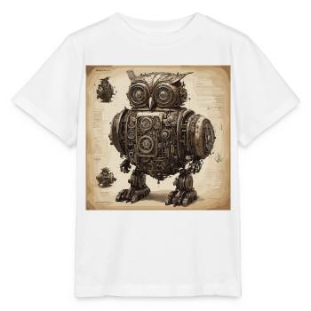 Plan / Sépia / Vintage / Rétro / Hibou - T-shirt bio MINI CREATOR Stanley/Stella Enfant - blanc - Devant - Maike (125cm)