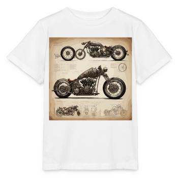 Bauplan / Sepia / Vintage / Retro / Motorrad - Stanley/Stella Kinder T-Shirt MINI CREATOR  - Weiß - Vorne - Maike (125cm)