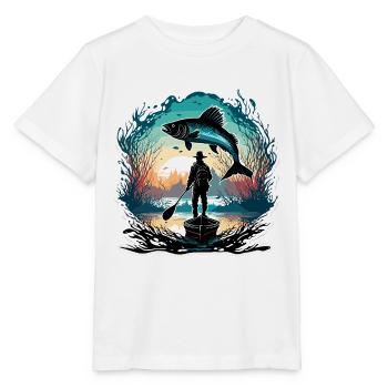 Angler Siluette / Fishing / Fish / Lake / Sport - Stanley/Stella MINI CREATOR Kids’ T-Shirt - white - Front - Maike (125cm)