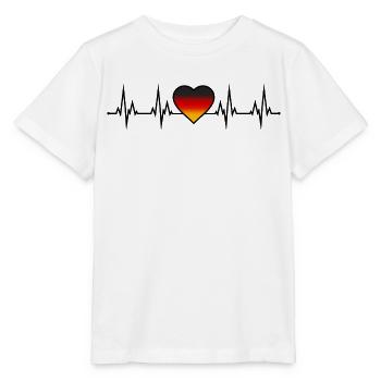 ECG du battement cardiaque allemand noir rouge or - T-shirt bio MINI CREATOR Stanley/Stella Enfant - blanc - Devant - Maike (125cm)