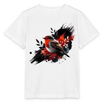 rouge gorge aquarelle coloré - T-shirt bio MINI CREATOR Stanley/Stella Enfant - blanc - Devant - Maike (125cm)