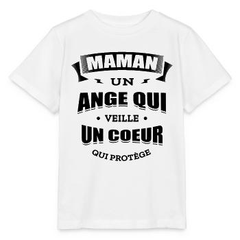 MAMAN UN ANGE QUI VEILLE UN CŒUR QUI PROTÈGE - T-shirt bio MINI CREATOR Stanley/Stella Enfant - blanc - Devant - Maike (125cm)