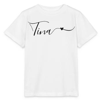 Tina, prénom, prénom décoratif - T-shirt bio MINI CREATOR Stanley/Stella Enfant - blanc - Devant - Maike (125cm)