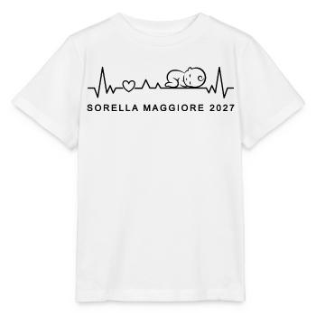 Tu Sarai Sorella Maggiore 2027 Battito Cardiaco - Stanley/Stella Kinder T-Shirt MINI CREATOR  - Weiß - Vorne - Maike (125cm)