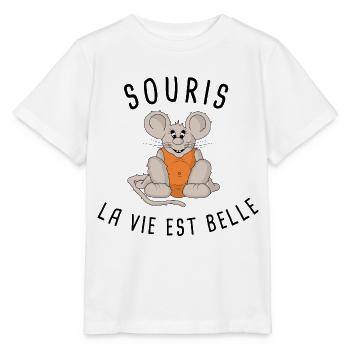 sourie la vie est belle - T-shirt bio MINI CREATOR Stanley/Stella Enfant - blanc - Devant - Maike (125cm)