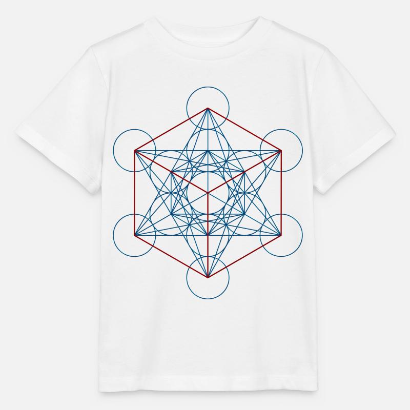 Le cube de Metatron - rouge bleu - T-shirt bio MINI CREATOR Stanley/Stella Enfant - blanc