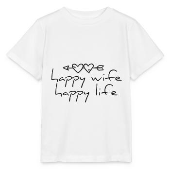 Femme heureuse vie heureuse - T-shirt bio MINI CREATOR Stanley/Stella Enfant - blanc - Devant - Maike (125cm)