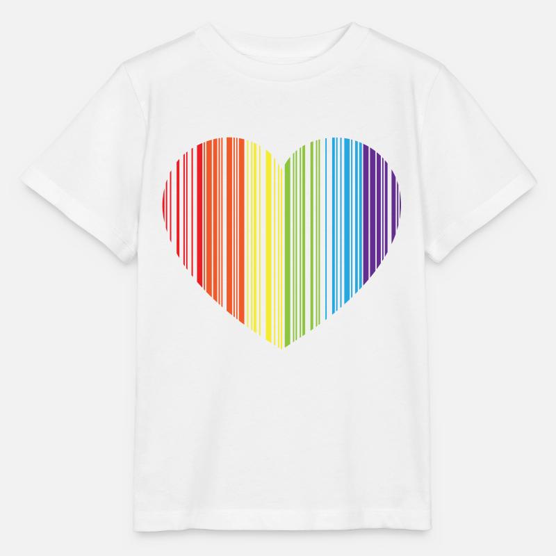 RAINBOW BARCODE HEART - RAINBOW BARCODE HEART - Stanley/Stella MINI CREATOR Kids’ T-Shirt - white