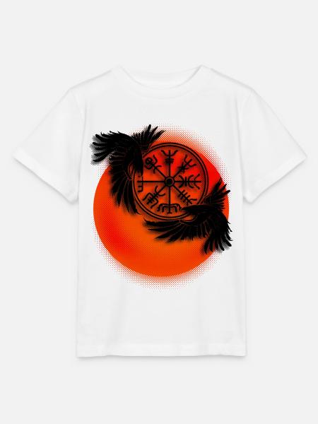 Odins Raben mit Wikinger Kompass Tattoo Design - Stanley/Stella Kinder T-Shirt MINI CREATOR - Weiß