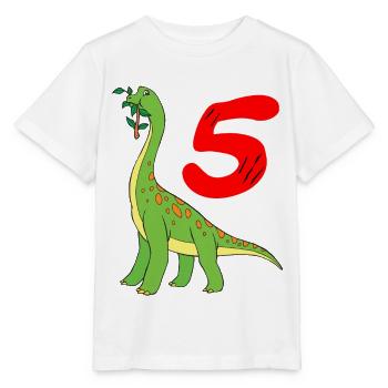 Dino children 5 years dinosaurs 5th birthday - Stanley/Stella MINI CREATOR Kids’ T-Shirt - white - Front - Maike (125cm)