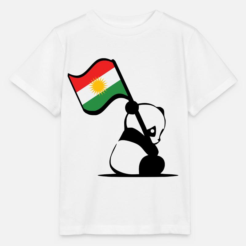 Panda kurde. Panda mignon avec le drapeau du Kurdistan - T-shirt bio MINI CREATOR Stanley/Stella Enfant - blanc
