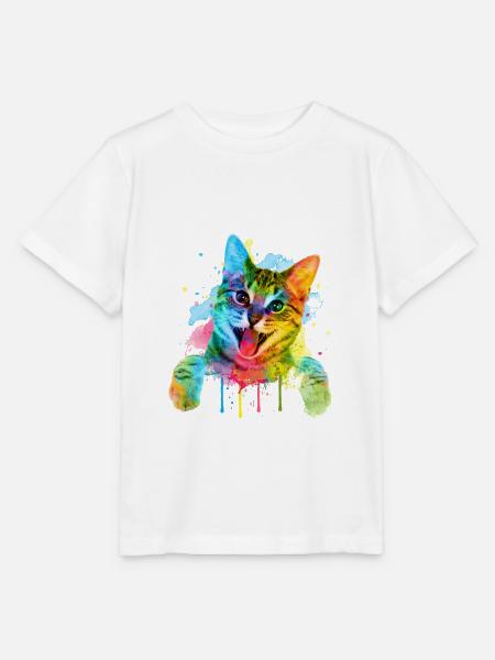 Bunte Katze - Stanley/Stella Kinder T-Shirt MINI CREATOR - Weiß