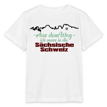 Aus dem Weg ich muss in die Sächsische Schweiz - Stanley/Stella Kinder T-Shirt MINI CREATOR  - Weiß - Vorne - Maike (125cm)