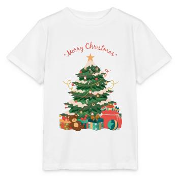 Joyeux Noël X-Mas Christmas tree - T-shirt bio MINI CREATOR Stanley/Stella Enfant - blanc - Devant - Maike (125cm)