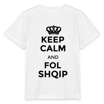 Restez calme et suivez shqip Parlez albanais shqip - T-shirt bio MINI CREATOR Stanley/Stella Enfant - blanc - Devant - Maike (125cm)