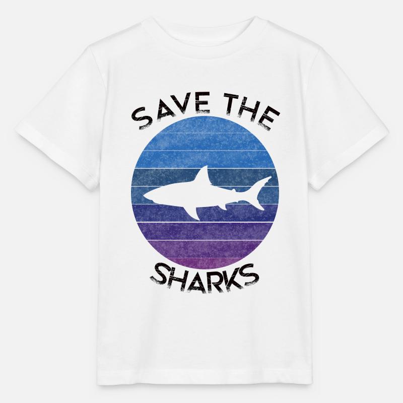 Plongée requin requin Shark Fish Rétro Vintage - T-shirt bio MINI CREATOR Stanley/Stella Enfant - blanc