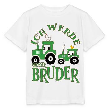 Ich werde großer Bruder Traktor Schwanger Geschenk - Stanley/Stella Kinder T-Shirt MINI CREATOR  - Weiß - Vorne - Maike (125cm)