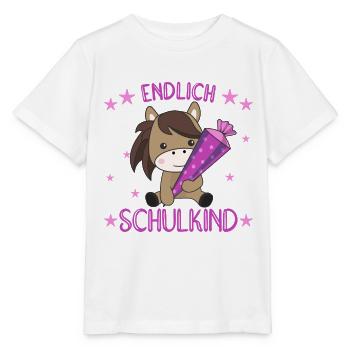 Pferd Schule Einschulung Kindergarten Pony - Stanley/Stella Kinder T-Shirt MINI CREATOR  - Weiß - Vorne - Maike (125cm)