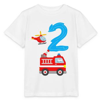 Feuerwehrauto 2 Jahre Geburtstag - Stanley/Stella Kinder T-Shirt MINI CREATOR  - Weiß - Vorne - Maike (125cm)