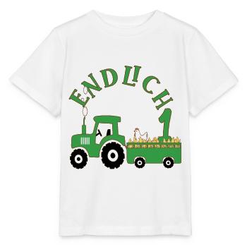 1. Geburtstag Junge Traktor Endlich 1 Jahr alt - Stanley/Stella Kinder T-Shirt MINI CREATOR  - Weiß - Vorne - Maike (125cm)