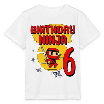 Kids Ninja 6th Birthday Boy Gift 6 years - Stanley/Stella MINI CREATOR Kids’ T-Shirt - white - Front - Maike (125cm)