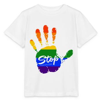 stop homophobia - LGBTQ CSD Gay Pride - Stanley/Stella Kinder T-Shirt MINI CREATOR  - Weiß - Vorne - Maike (125cm)