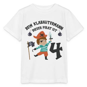 Geburtstag Pirat 4 Jahre Piraten Party Geschenk - Stanley/Stella Kinder T-Shirt MINI CREATOR  - Weiß - Vorne - Maike (125cm)