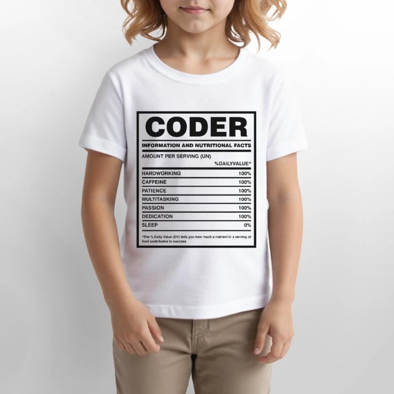 Coder Nutritional Facts Coder Programmer Computer Stanley/Stella Kinder T-Shirt MINI CREATOR 