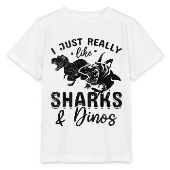 Great White Shark Ich mag Haie & Dinos einfach - Stanley/Stella Kinder T-Shirt MINI CREATOR  - Weiß - Vorne - Maike (125cm)
