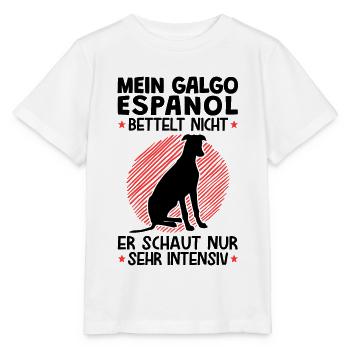 Galgo Espanol schaut sehr intensiv Windhund - Stanley/Stella Kinder T-Shirt MINI CREATOR  - Weiß - Vorne - Maike (125cm)