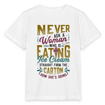 Traurige Frauen Herzschmerz Liebeskummer Eiscreme - Stanley/Stella Kinder T-Shirt MINI CREATOR  - Weiß - Vorne - Maike (125cm)