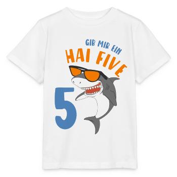 5 Jahre Jungen Geschenk Hai Five Geburtstagsmotiv - Stanley/Stella Kinder T-Shirt MINI CREATOR  - Weiß - Vorne - Maike (125cm)