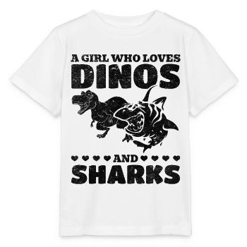 Dinosaurier Great White Shark Ein Mädchen, das - Stanley/Stella Kinder T-Shirt MINI CREATOR  - Weiß - Vorne - Maike (125cm)