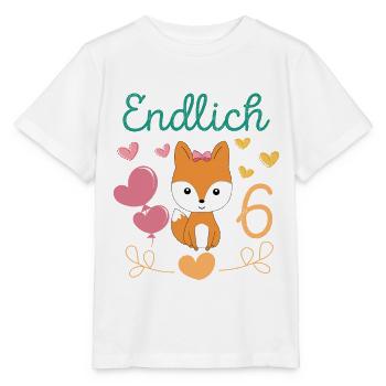Fuchs Geburtstagshirt Endlich 6 Jahre Mädchen - Stanley/Stella Kinder T-Shirt MINI CREATOR  - Weiß - Vorne - Maike (125cm)