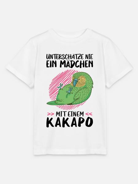 Mädchen mit Kakapo flugunfähiger Papagei - Stanley/Stella Kinder T-Shirt MINI CREATOR - Weiß